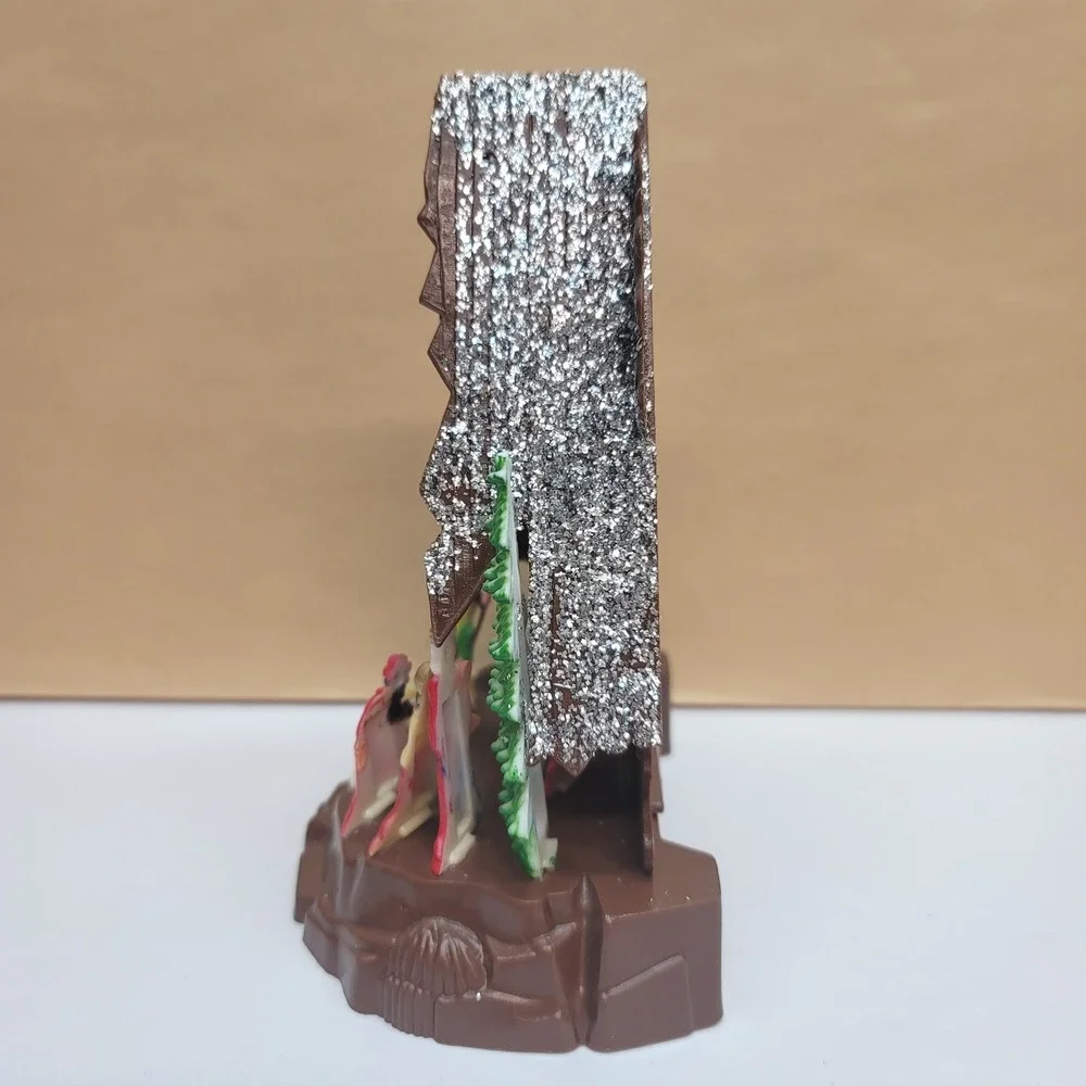 Vtg Plastic Diorama Nativity Scene A-Frame Stable Glitter Christmas Decor China